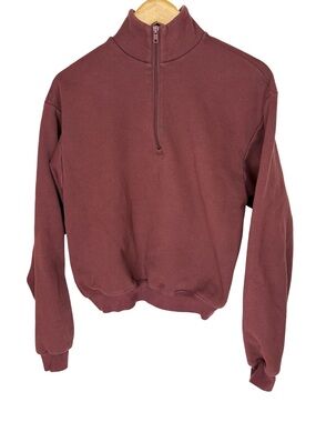 Skims Cotton Fleece quarter zip pullover jacket maroon small